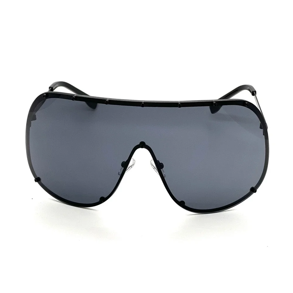 Oversized Shield Sunglasses Rivet Detail‎ Trendy Fashion Statement Visor Shades